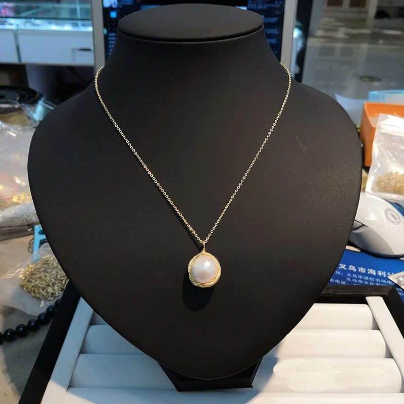 

handmade gold color core winding natural freshwater pearl pendant necklace trendy sweety chokers necklace