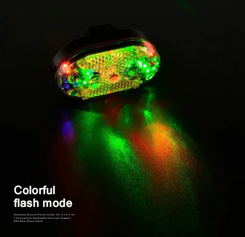 Discount Colorful Tail Light For Bicycle Flashlight Bike Taillight 9 LED Rainbow 7 Modes Cycling Rear Light Bicycle 4