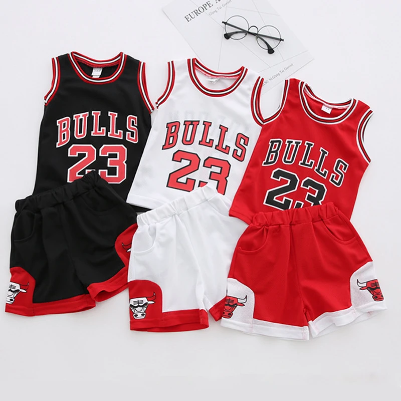 

SFT-113 Hot Summer Baby Boys And Girls Unisex Sports Jerseys MJ Basketball Vest Baby Clothes Sets