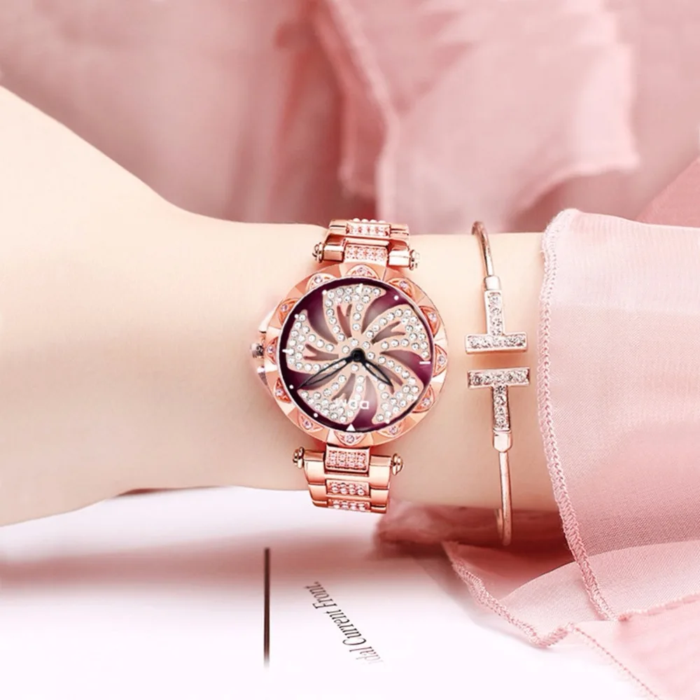 Koop Dom Vrouwen Quartz Horloges Stijlvolle Mode Diamant Vrouwelijke Horloge Luxe Merk Waterdicht Horloge Vrouwen Goud G 1258GK 9MF