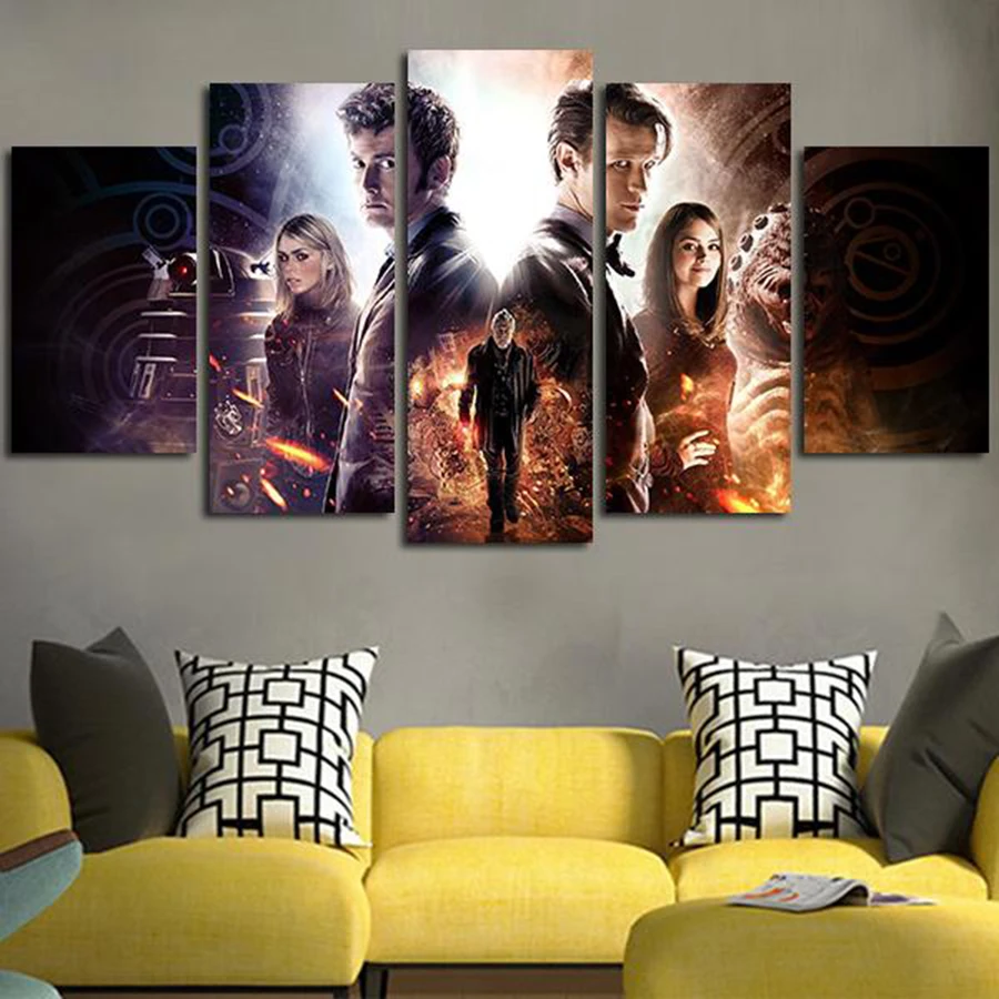 5 панель Доктор Кто персонажи стены искусства холст|wall art canvas|art canvaswall |