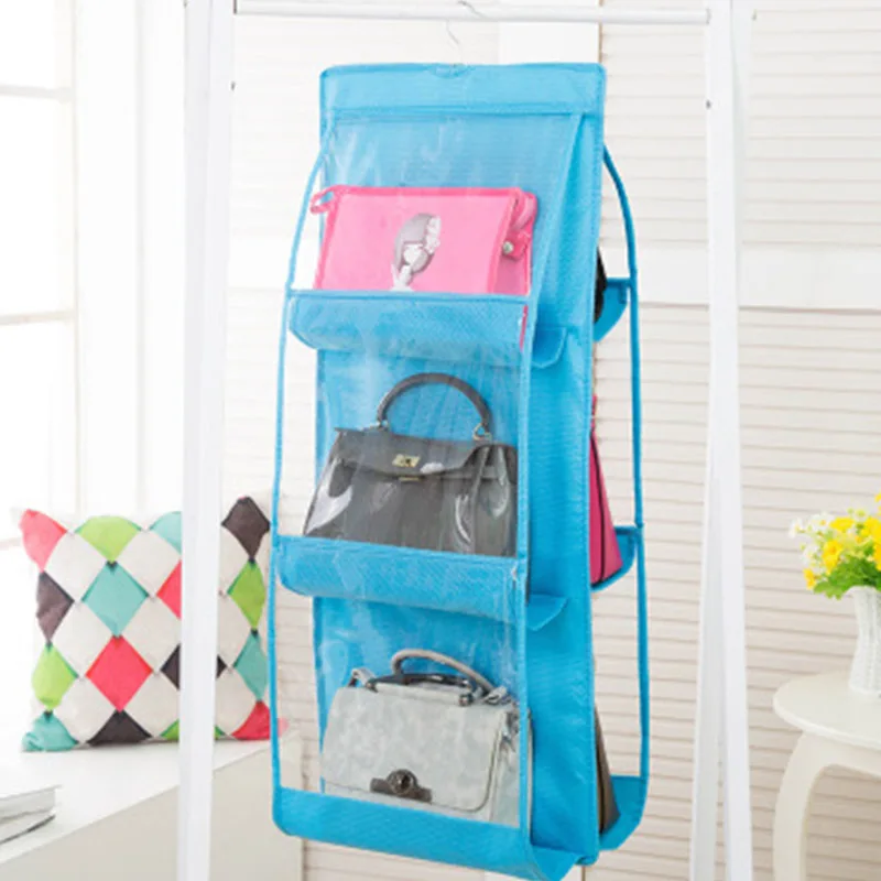 6 شبكات تخزين غير المنسوجة شنقا الشماعات حقيبة المرأة حقائب السيدات حقائب المنظم حذاء تخزين الرف