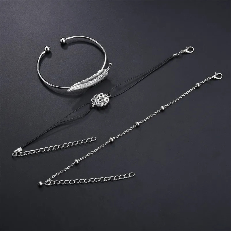 Fashion bracelets for women 2018 Stainless Steel Screw Hand Feather Wedding Cuff Bracelet Open Bangle Pulseiras Y11#N  (6)