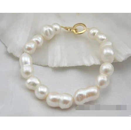 

8" 20mm white baroque double freshwater pearl bracelet @^Noble style Natural Fine jewe SHIPPING 5.25