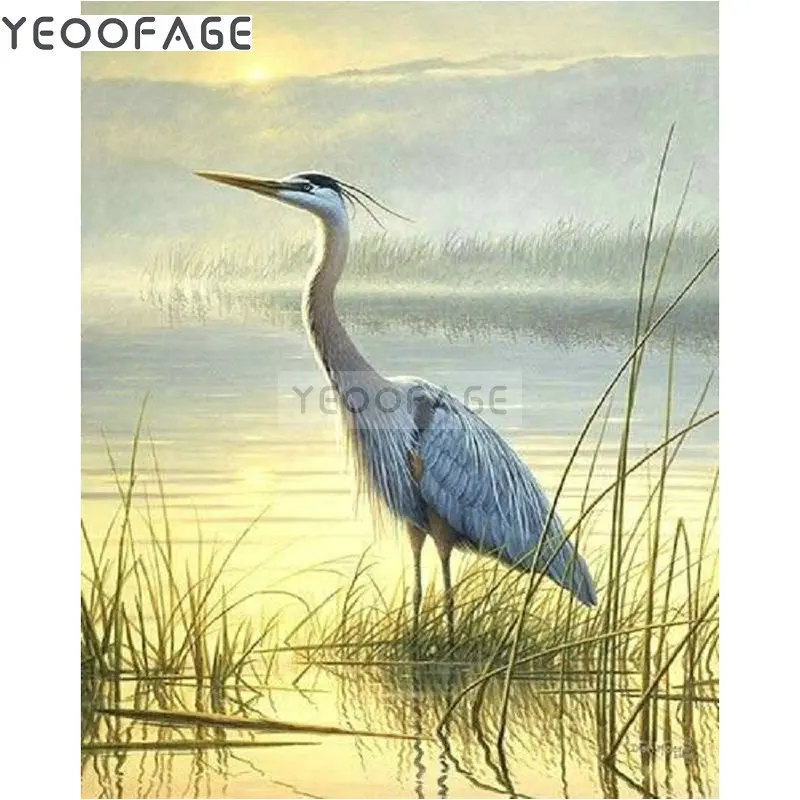 

5d Diamond Embroidery pattern heron DIY Diamond Paintings cross stitch Handmade Rhinestone pasted painting Animal bird decor