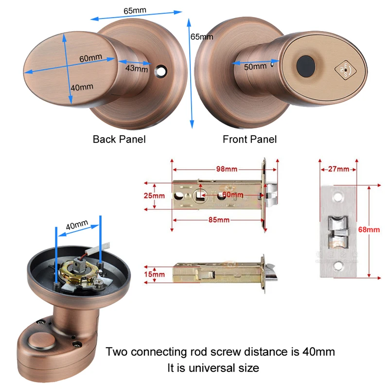  RAYKUBE Biometric Fingerprint Door Lock Knob Smart Keyless Deadbolt Lock Home Office Door Keyed Loc - 33022871833