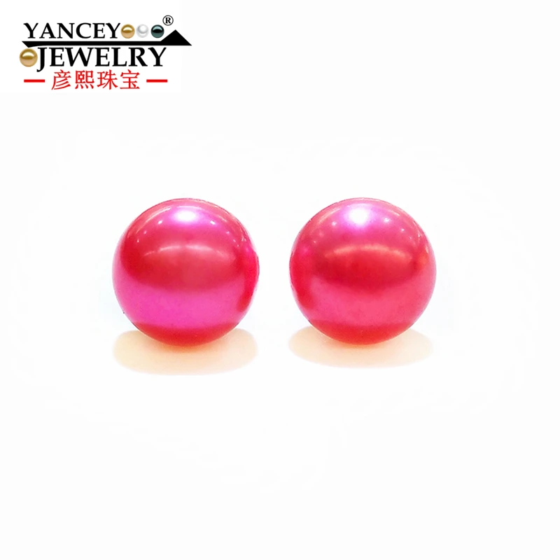 

NEW HOT Red wine Colour natural Freshwater pearl stud earrings for women, S925 silver girl best gift anniversary wedding gift