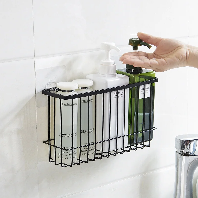 

MeyJig Makeup Cosmetic Storage Basket Bathroom Hanging Basket Kitchen Organizer Sponge Holder Tableware Shelf Comb Box