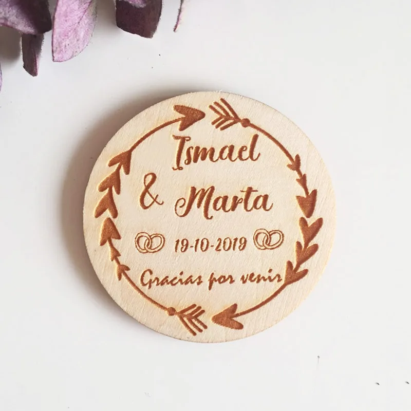 

Wooden Wedding Party Favor Magnet Personalized Save the Date Magnet Wooden Wedding Gifts for Coming Guest
