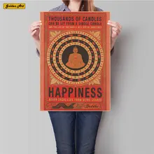 Felicidad Buda miles de velas póster papel kraft clásico cuadro adhesivo para pared para budistas dedicados 45,5x31,5 cm