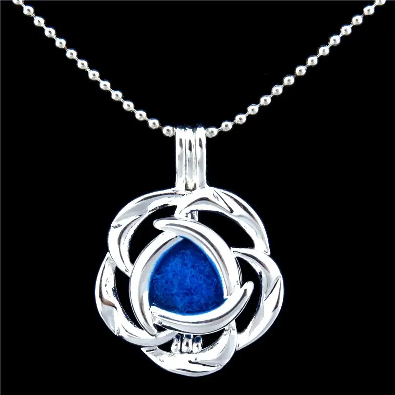 Glowcat L99 Яркий Серебряный цветок розы медальон Цепочки и ожерелья Бусины клетка