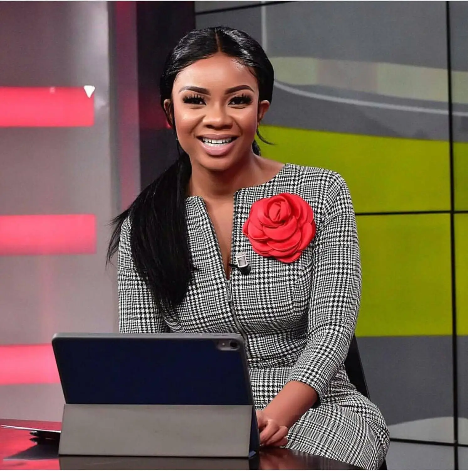 

tilapia new houndstooth plaid office lady elastic pencil dress with belt