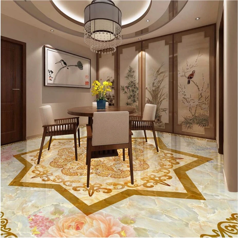 

Custom wallpaper Romantic pattern parquet Marble flooring pvc self adhesive wallpaper for walls 3D floor tiles papel de parede