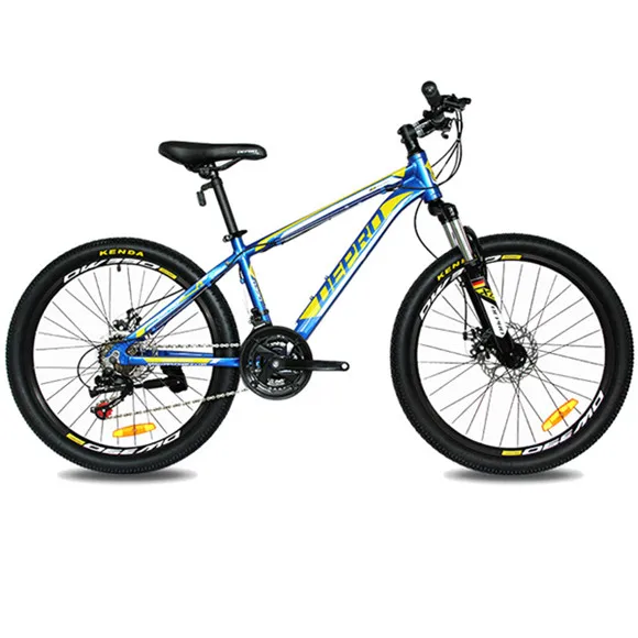 DEPRO 21 speed 24 дюйма 9-13 лет студенческие горные велосипеды, тормозные шестерни MTB, профессиональные двойные дисковые тормоза, велосипедный велосипед - Цвет: Blue Yellow