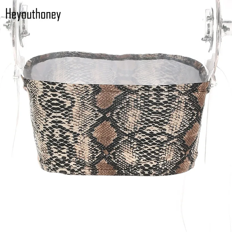 Heyouthoney 2017 fashion european sexy snake print camis sleeveless camisole bralet bustier strapless cropped Tops vest tanks