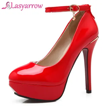 

Lasyarrow Brand Shoes Woman High Heels Women Pumps Stiletto Thin Heel Patent Leather Zapatos Feminina Shallow Platform RM377
