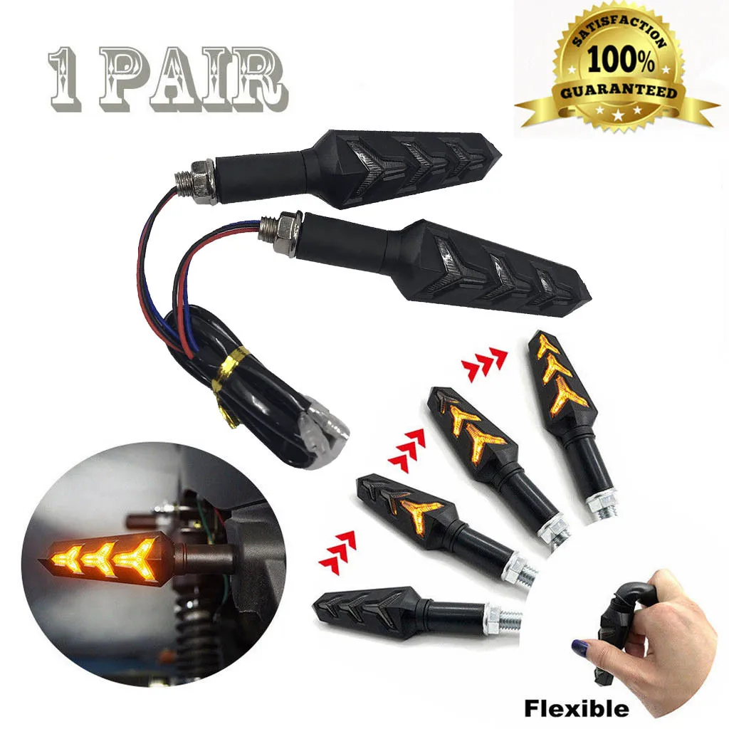 

Motorcycle Turn Signal LED 1 Pair Universal Fish Bone Style Amber LED Flowing Turn Signal Indicator Light Motorcycle Accessories