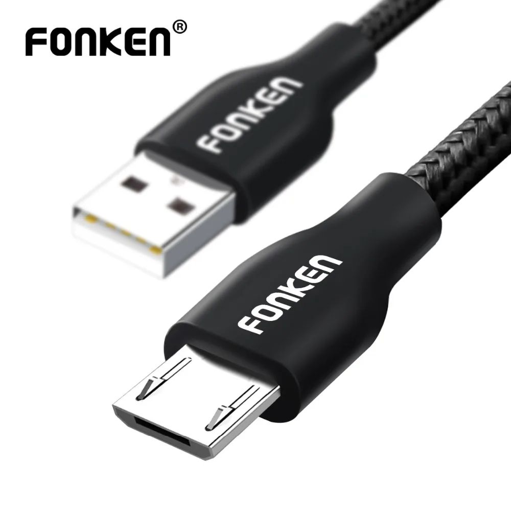 FONKEN 1 متر المصغّر usb كابل سريعة تهمة الهاتف كابل ماكس 2.4A سريع بيانات الشحن الحبل النايلون جديلة المحمولة USB للهاتف المحمول الكابلات