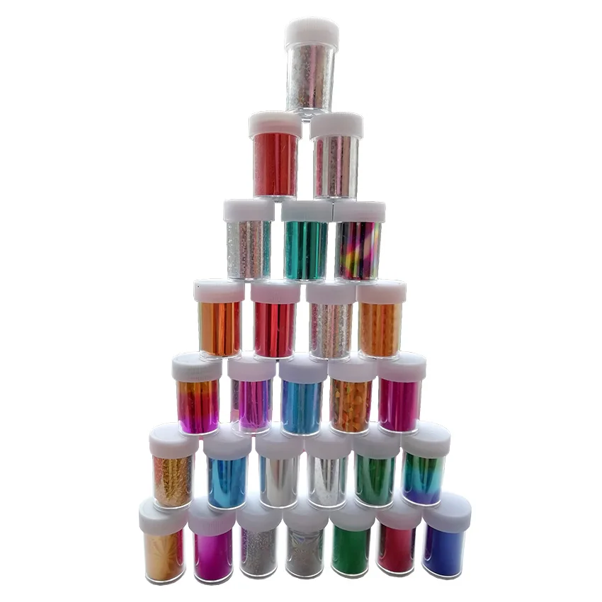 

50 jars Nail Art Polish Transfer Foils Sticker Rolls Nail Polish Wrap sticker patch Tips Decorations Accessories