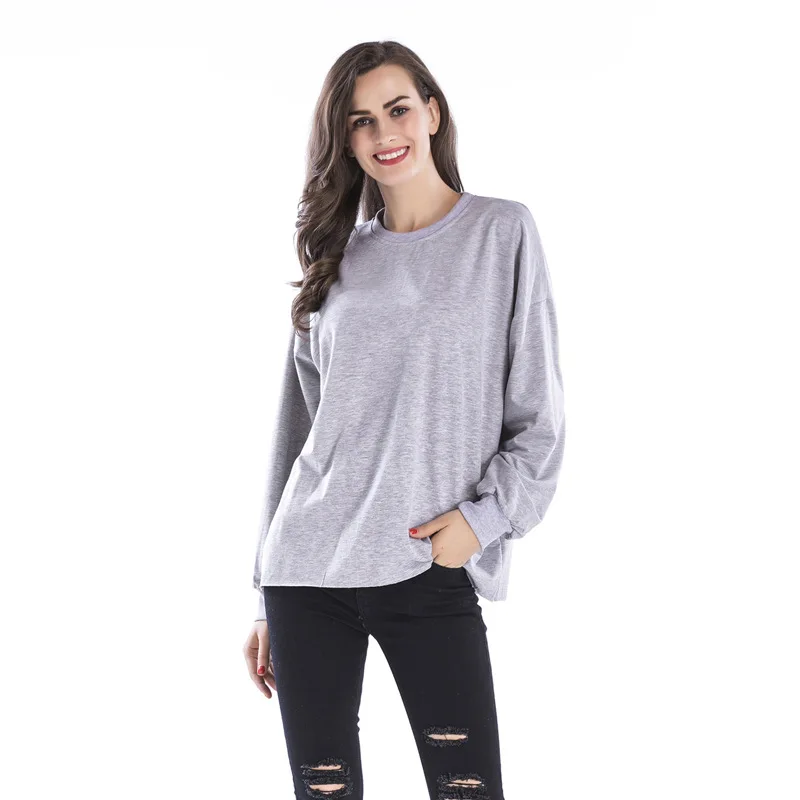 

Autumn new round neck, European and American back printed waistcoat large size lady's bottoming Ladies Hoodies