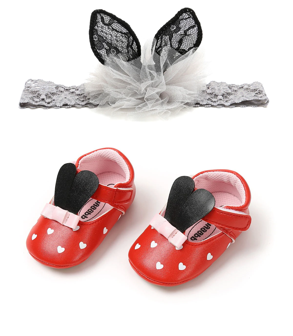 Г. обувь для маленьких девочек Обувь для новорожденных малышей из искусственной кожи для девочек с заячьими ушками Кружевная повязка на голову Costumen мягкая нескользящая обувь