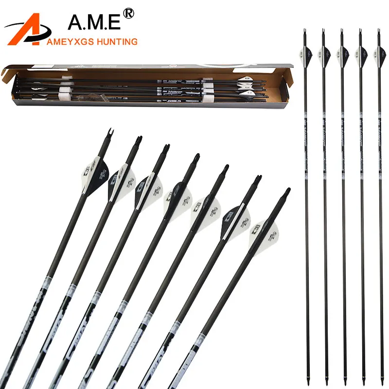 6/12/24pcs 31" Spine 350 Pure Carbon Arrows Recurve Bow Compound
