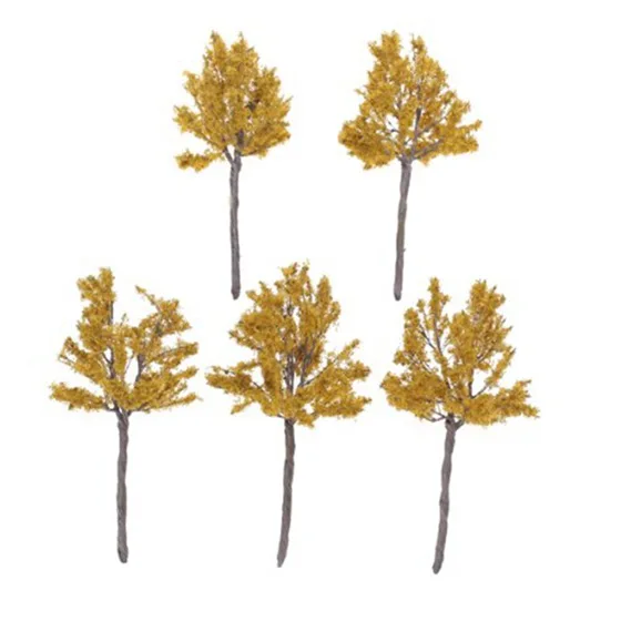

5 pieces 10cm scale 1: 100 Train layout set model trees goldenrod color