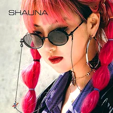 SHAUNA, матовые, металлические, маленькие, Овальные, в стиле панк, солнцезащитные очки для женщин, Ins, популярные, прозрачные, розовые, фиолетовые, солнцезащитные очки, мужские, анти-синий светильник, оправа для очков