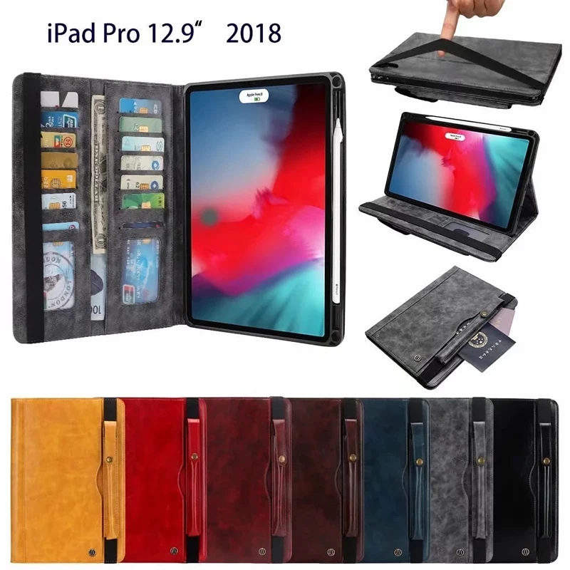 

Business Case for Apple iPad Pro 12.9" 2018 with pencil holder,Protective Smart Folio Stand Cover with Card Slot & Doc Pocket