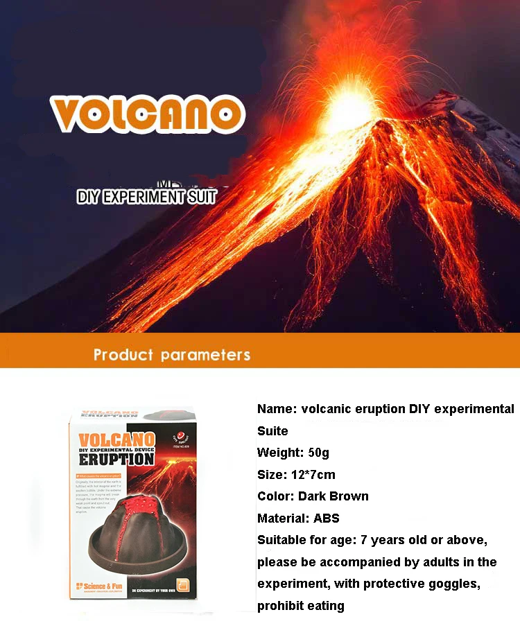 DIY ЭКСПЕРИМЕНТАЛЬНЫЙ НАБОР извержение вулкана развивающие игрушки подарки для детей