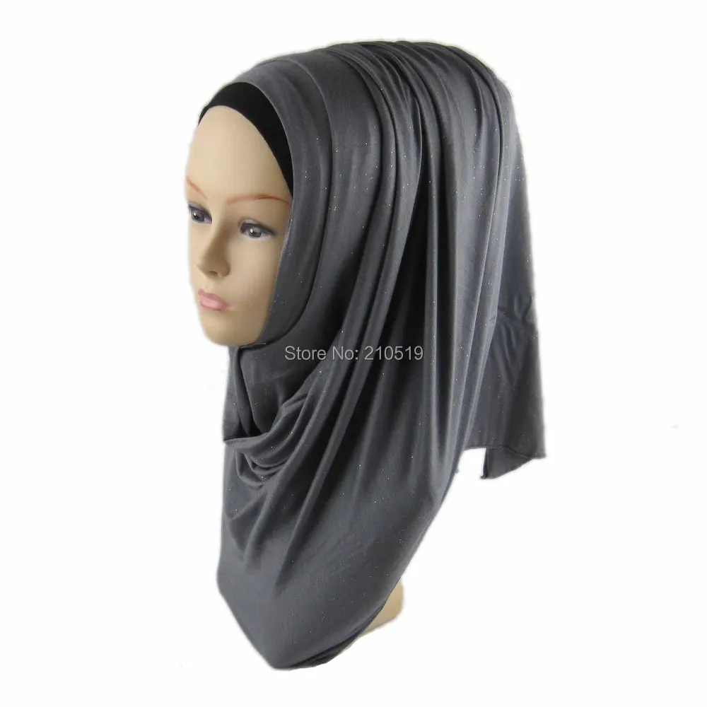 Мусульманский хлопковый трикотаж хиджаб шарф женский стреч большой Шиммер шаль 170*50 см