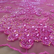 Faccia супер тяжелый бисером камни ручной работы бисером Магия блёстки свадебное/вечернее платье кружевная ткань 51 ''ширина 1 ярд