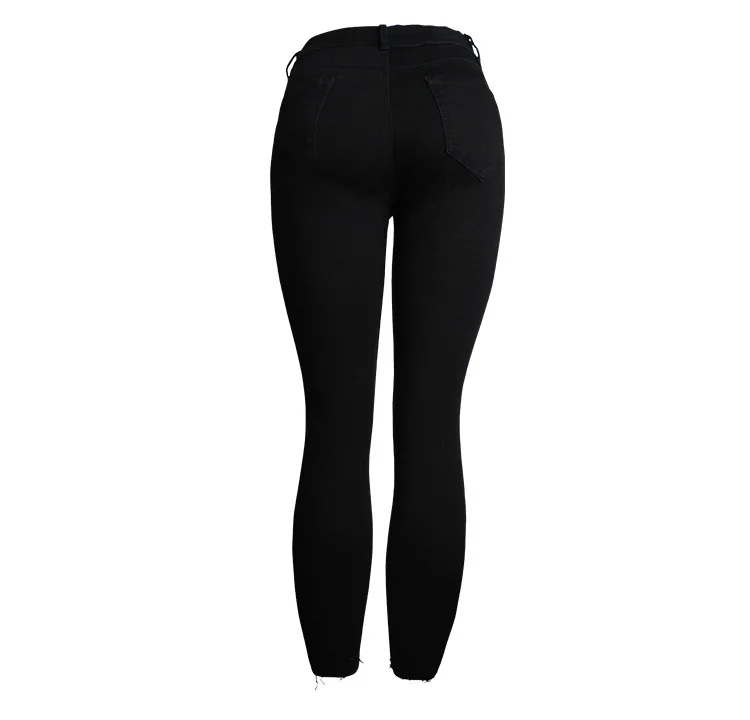 Черные обтягивающие джинсы женские эластичные брюки карандаш Рваные джинсы для Для женщин Жан джинсы Для женщин s отверстие брюки Для