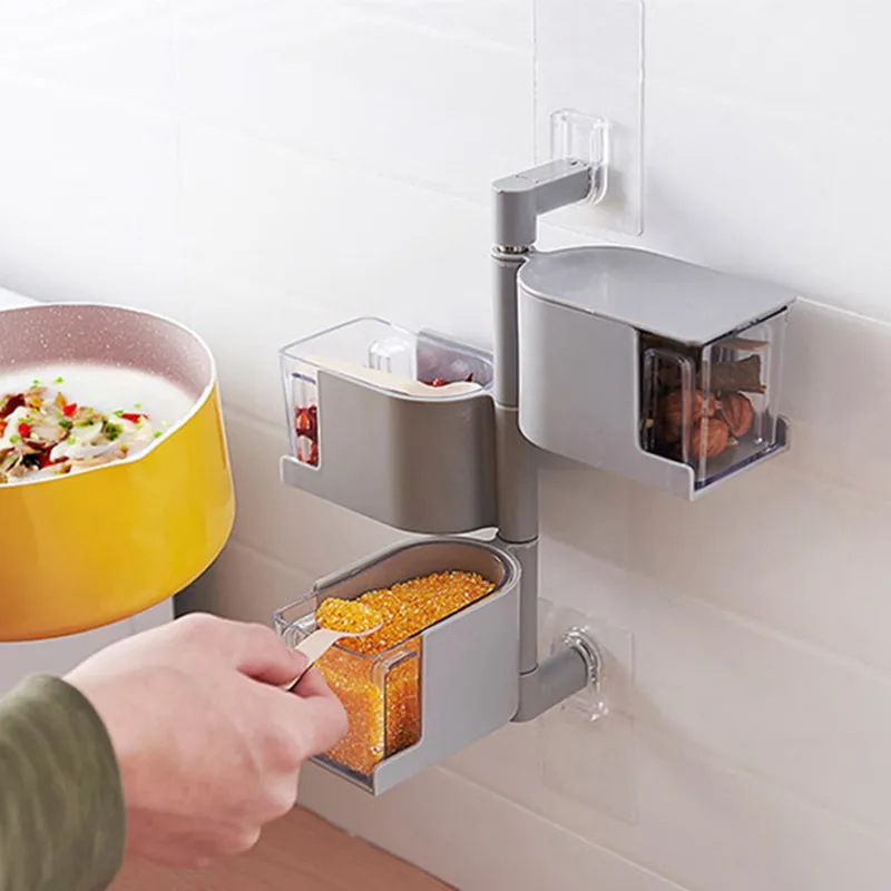 

Dust-proof Cover Kitchen Spice Storage Container Rack Strong Kitchen Dressing Rack Spice Jar for Spice Container Seasoning Box