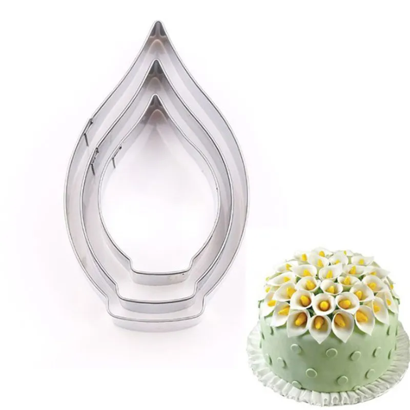 

TTLIFE 3pcs/set Calla Lily Flower Cookie Cutter 3D Sugarcraft Fondant Cake Pastry Biscuit Baking Mold DIY Cake Decorating Tools