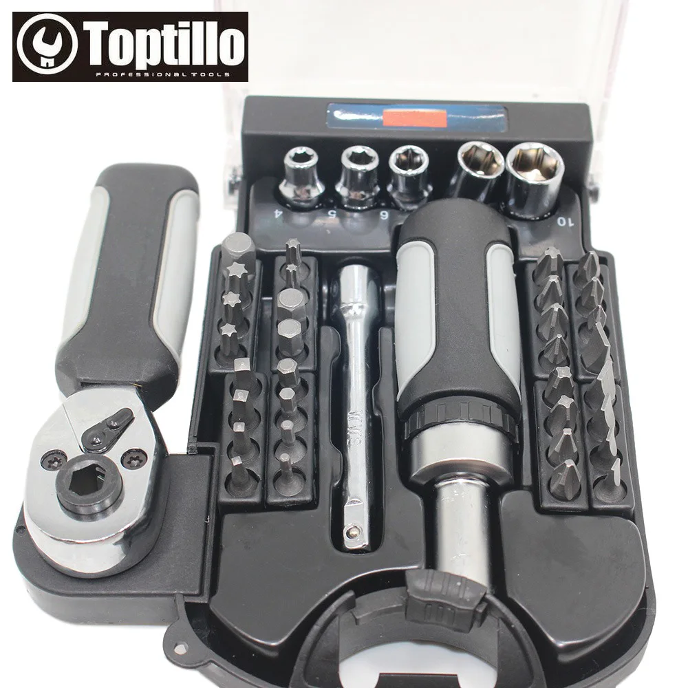 Toptillo 40PCS 1/4" Driver Ratcheting Screwdriver Set With CR V Bits