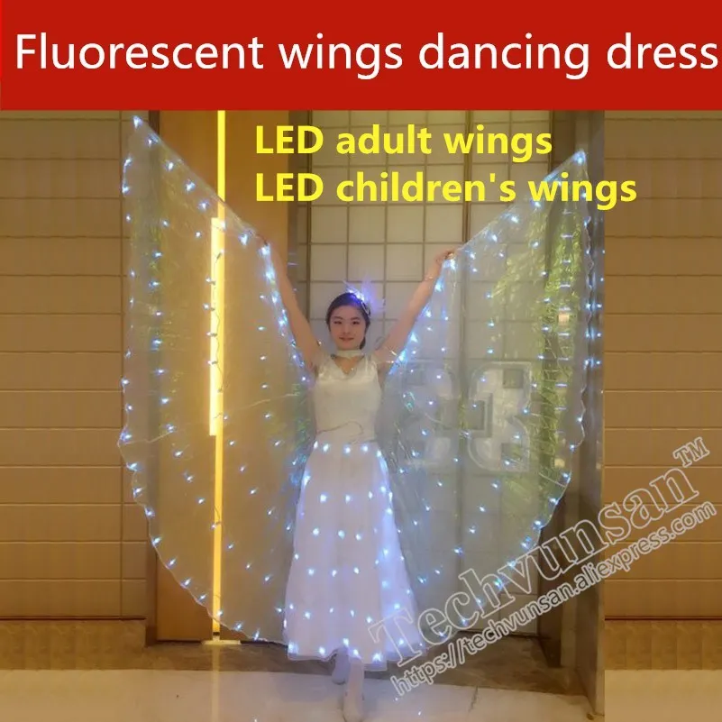

Fluorescent butterfly dance LED wings Children's Wear An adult dance LED Cloak LED luminous dance skirt Belly Dance Costume