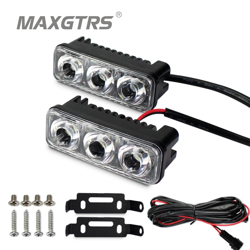 

MAXGTRS DRL Waterproof Car High Power Aluminum LED Daytime Running Lights with Lens DC12V Super White 6000K DRL Fog Lamps
