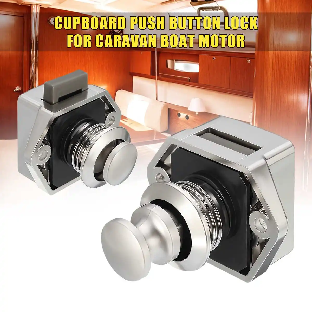 

New Push Button Latch Knob Lock Safurance Drawer Cupboard Door Catch Lock Caravan Motorhome Boat Lock Tool Access Control