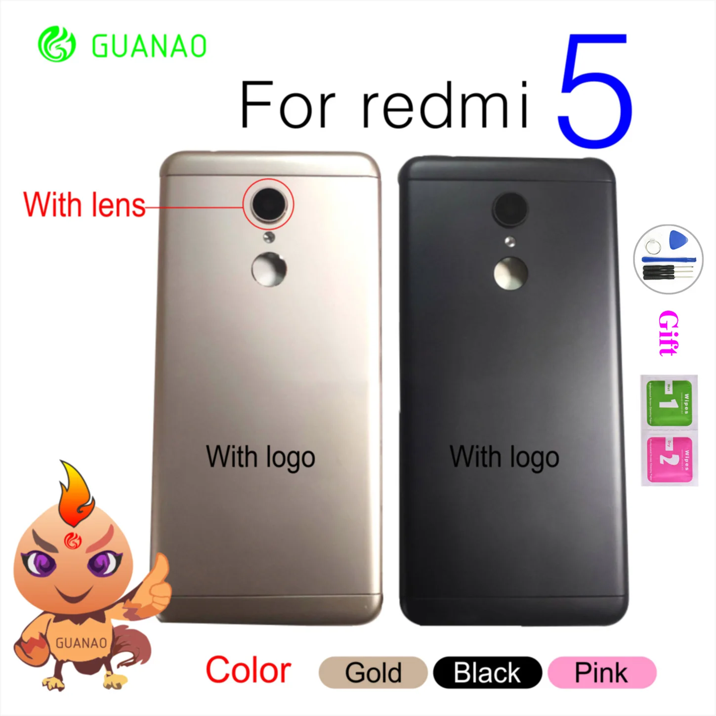 

xiaomi redmi 5 battery back cover rear door replacement housing redmi5 Mobile Phone Chassis Replacement Parts Case accessories