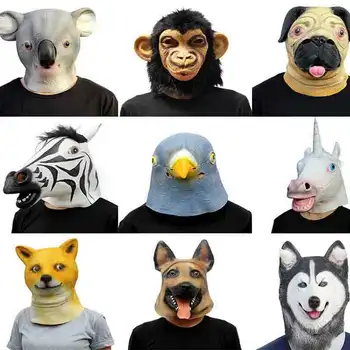 

Creepy Horse Unicorn Dog Latex Animal Mask Latex Party Orangutan Horse Koala Pigeon Animal Mask Halloween Masquerade Mask Funny