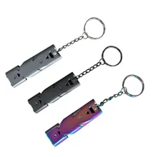 Высокомощный аварийный свисток из алюминиевого сплава с двойной трубкой, безопасный свисток для пеших прогулок, портативный Прочный из нержавеющей стали