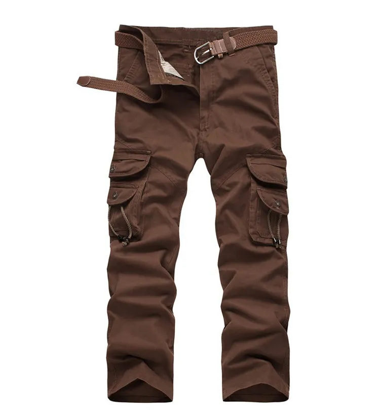 28-38 размера плюс мужские камуфляжные брюки карго мужские s мульти карманные военные прямые брюки полной длины повседневные брюки хлопок - Цвет: Coffee