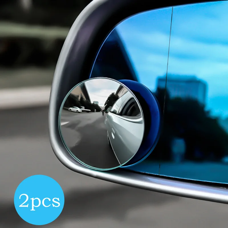 

1Pair 360 Degree Adjustable Frameless Ultrathin Wide Angle Round Convex Blind Spot Mirror Parking Rear View Mirror High Quality