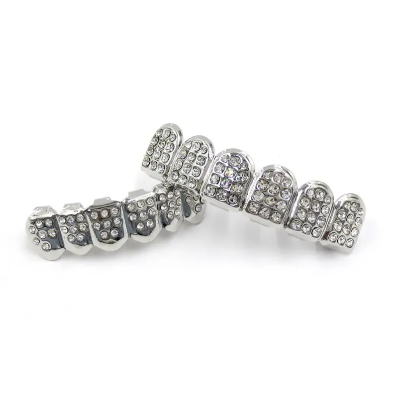 Новые модные золотые и серебряные зубы Grillz Верхняя Нижняя Bling для мужчин и женщин ювелирные изделия