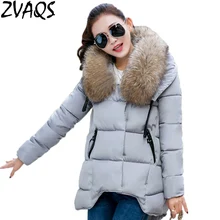 Плюс Размеры Асимметричная длинная жилетка новая зимняя куртка Для женщин вниз пальто хлопка женский большой меховой воротник с капюшоном свободные парки YM394