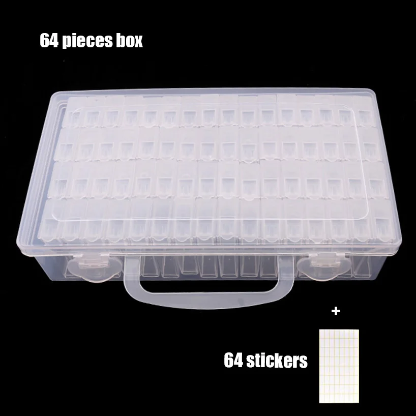 

Diamond Painting Tools Beads Container Resin Rhinestone Daimant Embroidery Stone Storage Accessory Mosaic Convenience Box of 64