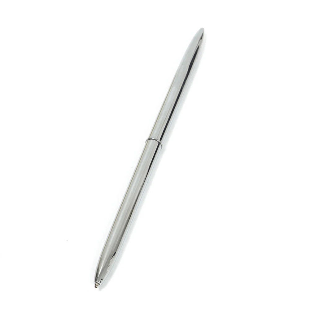 1 шт золотистого и серебристого цвета, сверхтонкий стержень, вращающаяся шариковая ручка, тонкая металлическая шариковая ручка, офисные принадлежности, деловой подарок - Цвет: Silver