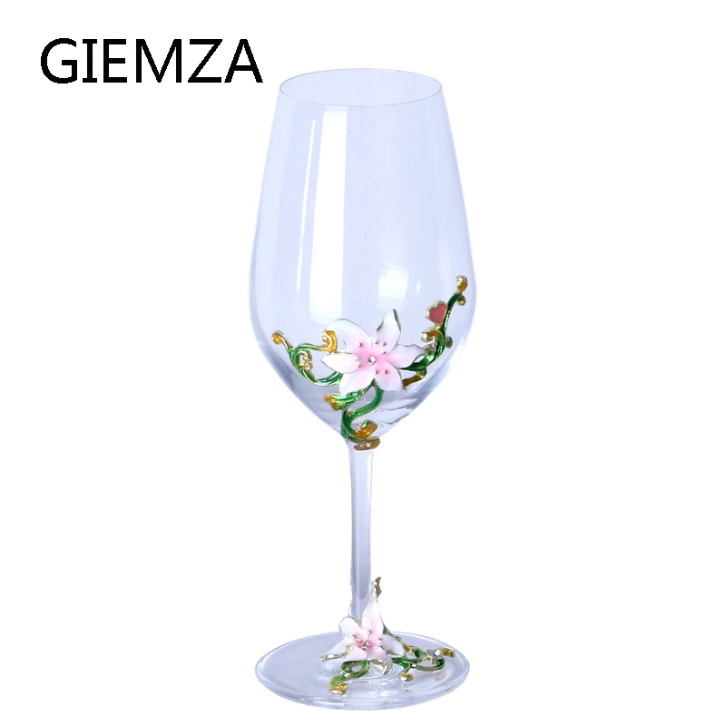 GIEMZA чашка эмаль цвет Лилия красное вино стекло Кубок свадебные подарки 1 шт. эмалированные держатели бокалов ручной работы красота