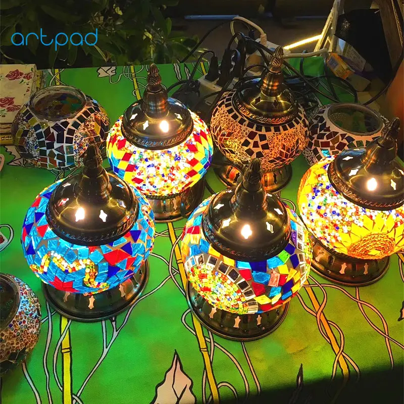 Lâmpadas para Casamento Sala de Estar Turco Mosaico Deco Quarto Candeeiros Mesa Artesanal Abajur Vidro Lâmpada 3 Turco mosaico lâmpadas para casamento deco quarto
